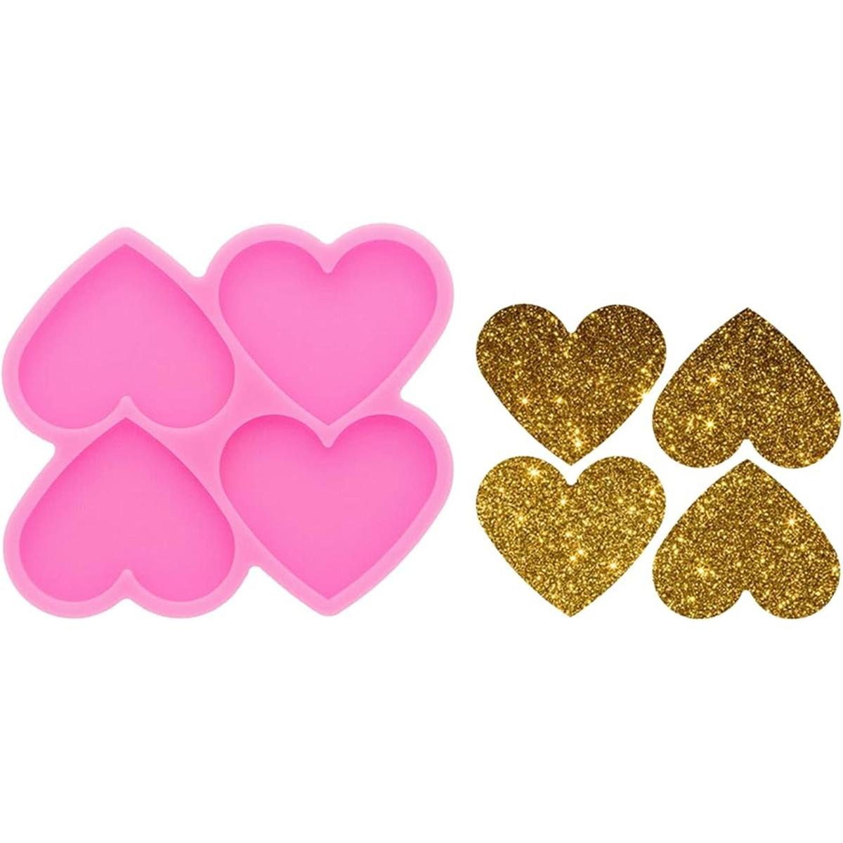 Moldes de resina de 4 cavidades en forma de corazón súper