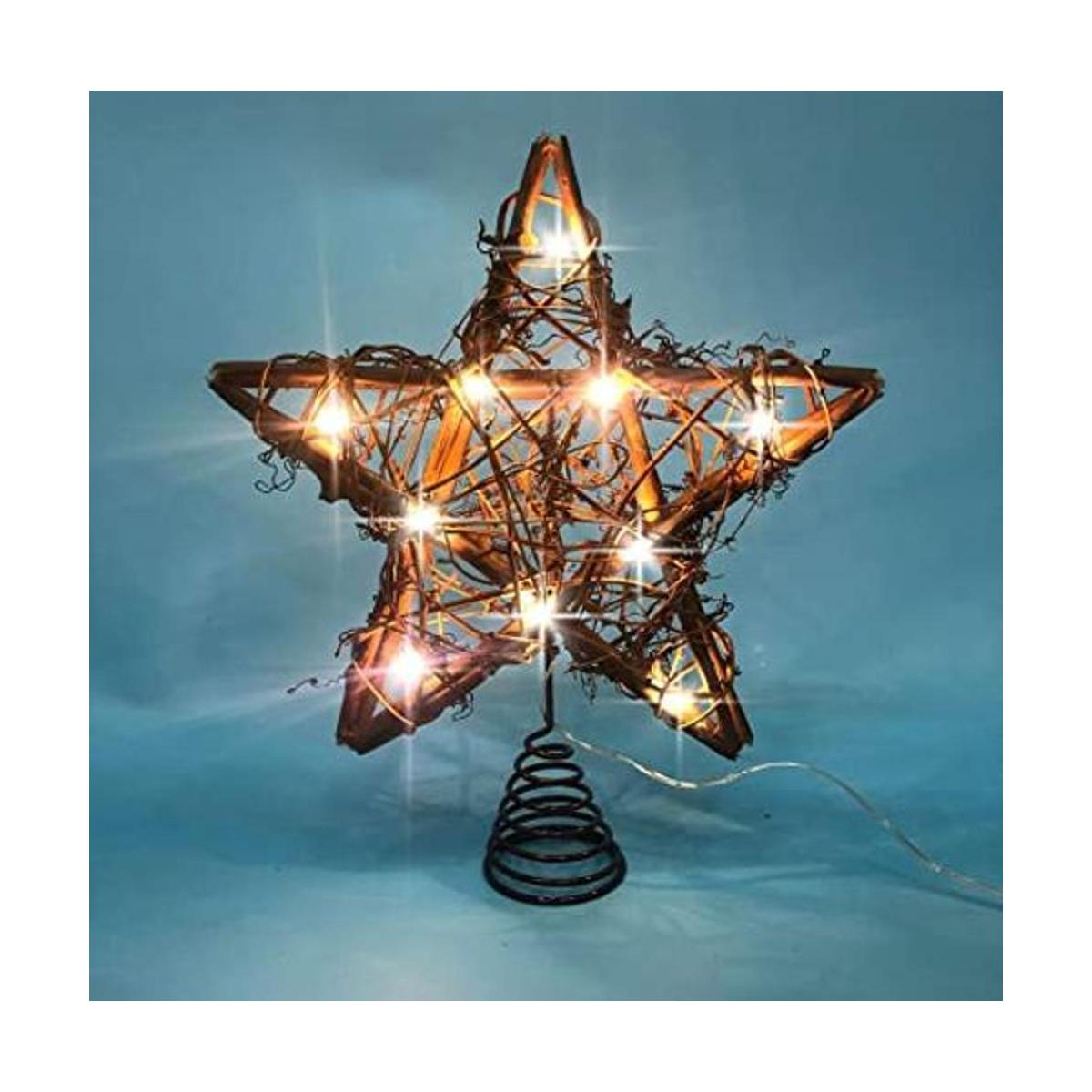 LAWOHO rbol de Navidad con estrella rústica de ratán