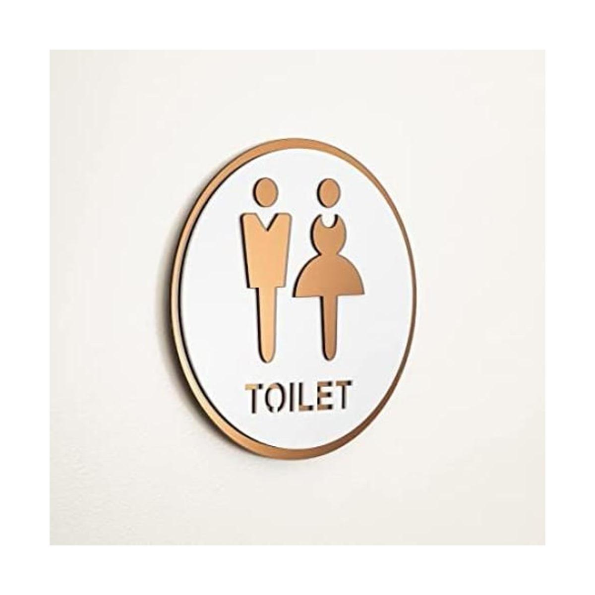 Señal de baño unisex en 3D con cinta adhesiva